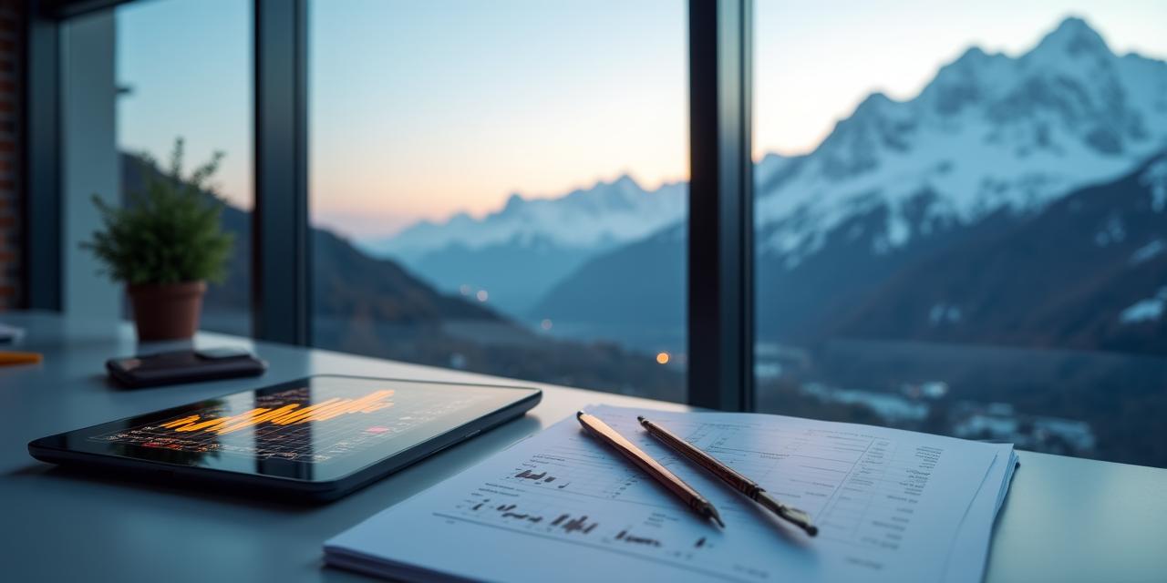 Analyses stratégiques et boussole sur fond de graphiques financiers